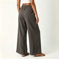 thumbnail image 5 of Asgosdo Cotton Pants for Women High Elastic Waisted Side Tie Wide Leg Trousers Flowy Breathable Palazzo with Pockets, 5 of 5