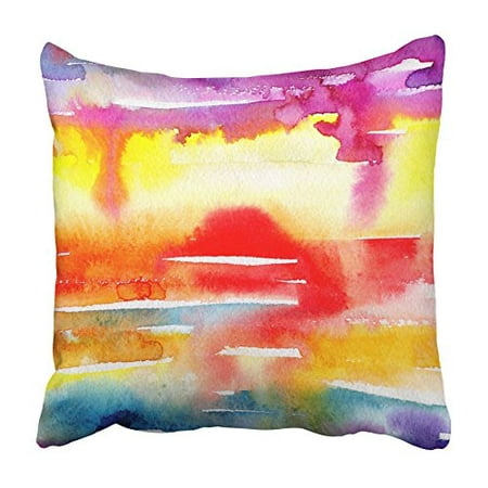 USART Macro Wash Watercolor of Colorful Wet Paint Stains and Splashes Artistic Pillowcase Cushion Cover 18x18
