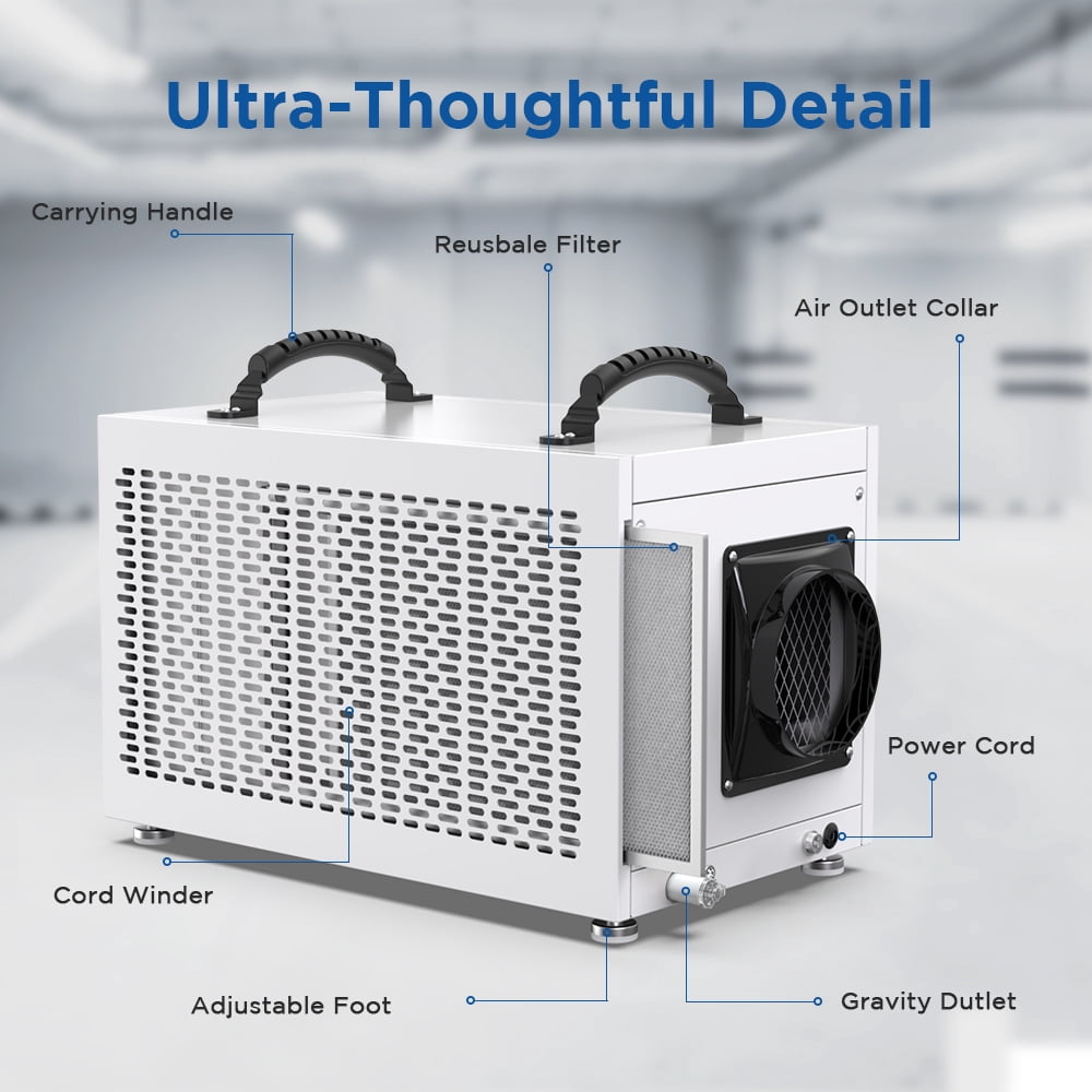 145 Pints Energy Star Commercial Dehumidifier for 6,000 sq. ft. Crawlspace Auto Restart