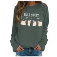 thumbnail image 2 of Chandail en Molleton Bull Sheet pour Femmes Oversize Chandail à Capuchon Halloween Chandails en Molleton Col Rond Manches Longues Chandail Top, 2 of 4