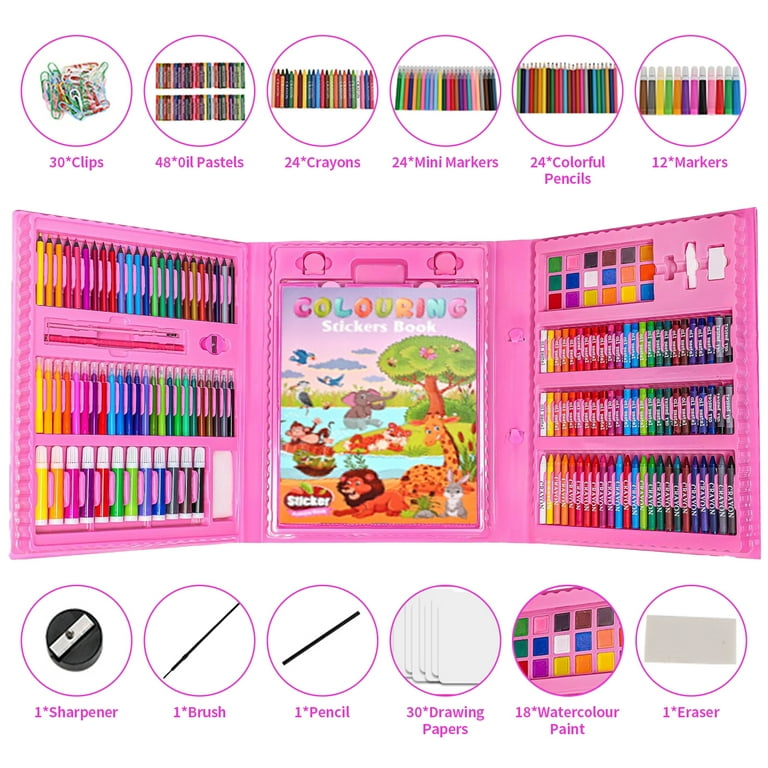 キッズAセット LINXUXIE, Art Supplies for Kids, 208 pcs Drawing Set with Easel
