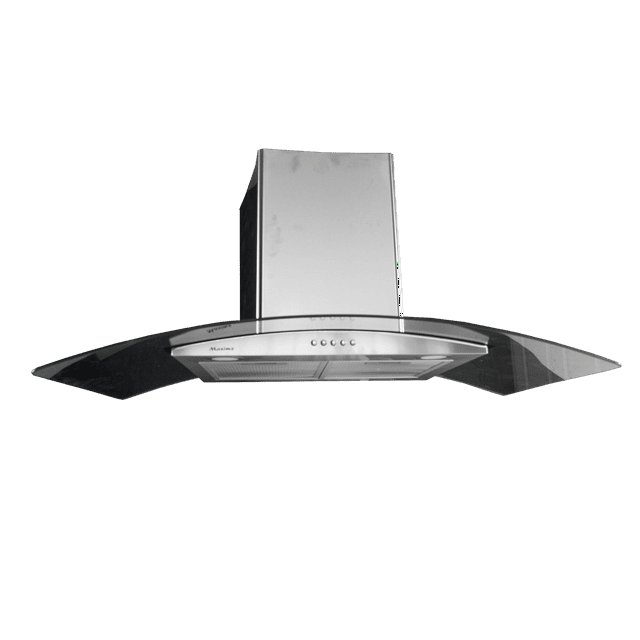CAMPANA DE COCINA DE PARED 90CM MAXIMS HC91182AS CRISTAL CURVO EXTRACTORA Y RECIRCULADORA