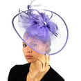 thumbnail image 2 of C.C Cocktail Sinamay Fascinator Headband Feather & Flower Design - Lilac, 2 of 5