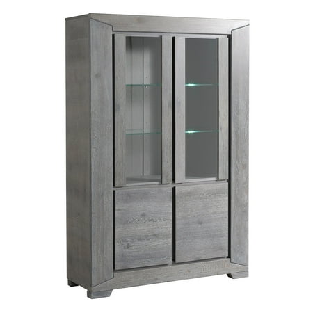 titan gray french oak glass door storage cabinet - walmart