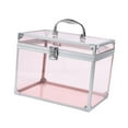 thumbnail image 4 of Organizador de maquillaje acrílico, elegante caja de corona transparente para guardar herramientas de maquillaje, estuche de tren para artistas, para Rosa claro, 4 of 8