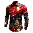 thumbnail image 1 of Kcodviy Pyjama de Noël pour Homme avec Père Noël et Chat Numérique, Combinaison pour Homme Imprimée 3D à Boutons et Col à Revers, Chemise à Manches Longues pour Homme, 1 of 4