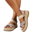 thumbnail image 2 of LTTVQM Walking Sandals for Women Arch Support Orthopedic Platform Open-Toe Cross Strap Casual Sandals Ankle Strap Non-Slip Lounge Sport Sandals for Summer Beach Athletic Gray 38(US-7), 2 of 5
