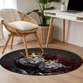 thumbnail image 4 of Round Rug 3.3Ft Washable Non-Slip, Lions Couples Circle Area Rugs for Living Room Bedroom, Valentine's Day Red Roses Crown Animal Indoor Floor Mats Carpet Runner for Home Decor Aesthetic, 4 of 8