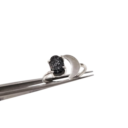 Natural Raw Black Tourmaline Ring, Black Tourmaline Gemstone Ring, October Birthstone, Crescent Moon Adjustable Ring, Toe Ring, 925 Sterling Silver, Womens Ring, Christmas, Handmade Statement Jewelry