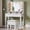 White, variant on Vanity Desk with Storage Stool Fluted Dressing Table with Mirror and 3-Color Lights Vanity with 2 Large Drawers & Charging Station, Wood Color