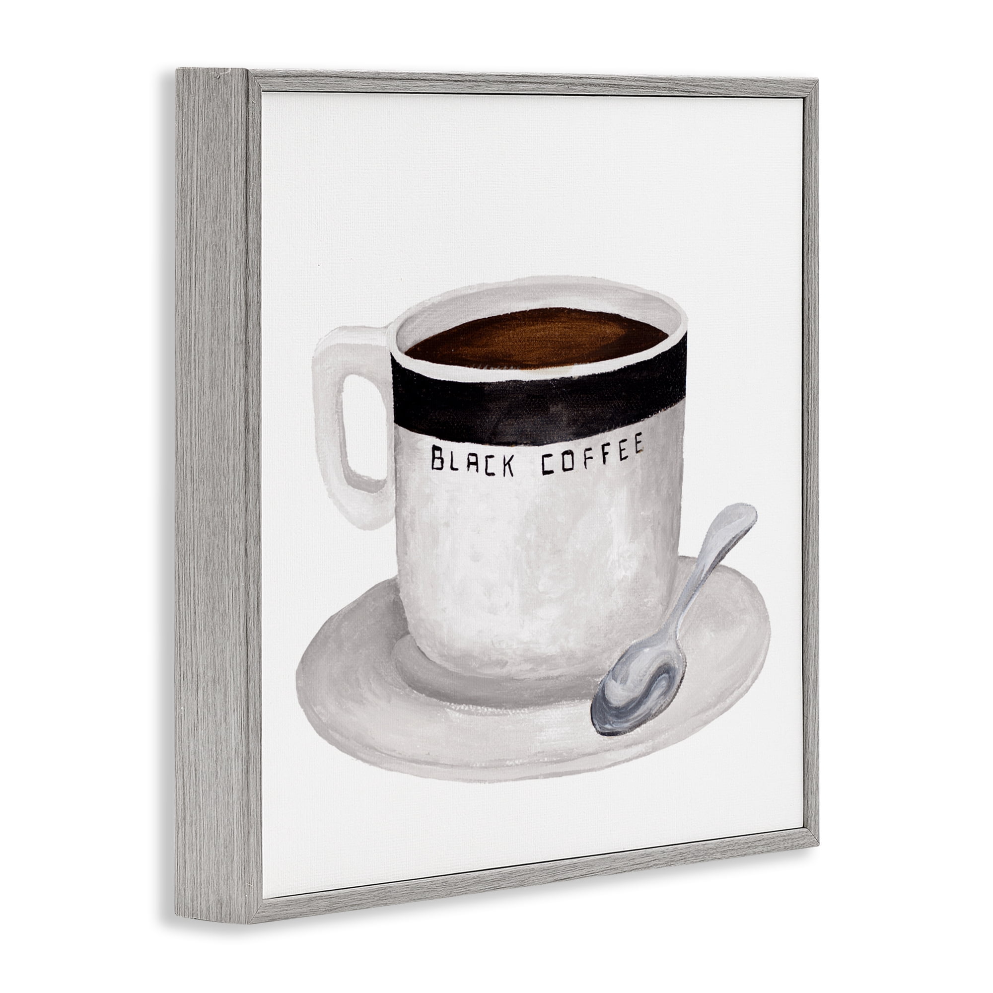 Stupell Industries Black Coffee Mug Gray Framed Giclee Art, design by Elizabeth Medley