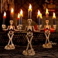 thumbnail image 2 of MesaSe Candlestick Eye-catching Skeleton Shape Electronic Spooky Triple Halloween LED Candle Light for Party, 2 of 12