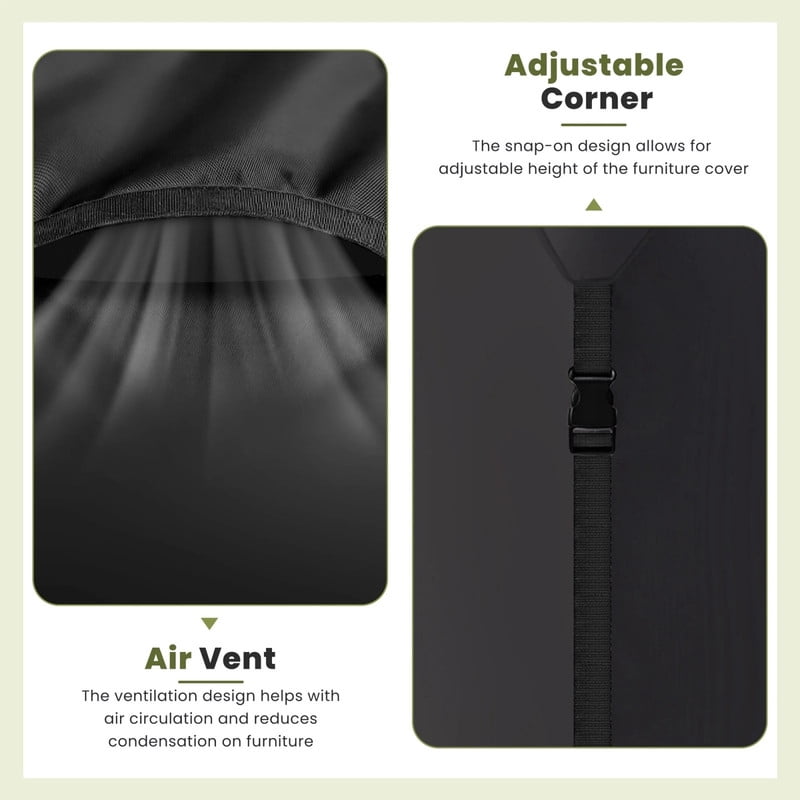 Kelno 600D Patio Furniture Cover Waterproof UV Resistant Outdoor Sofa Cover with Air Vents Windproof Straps, Black