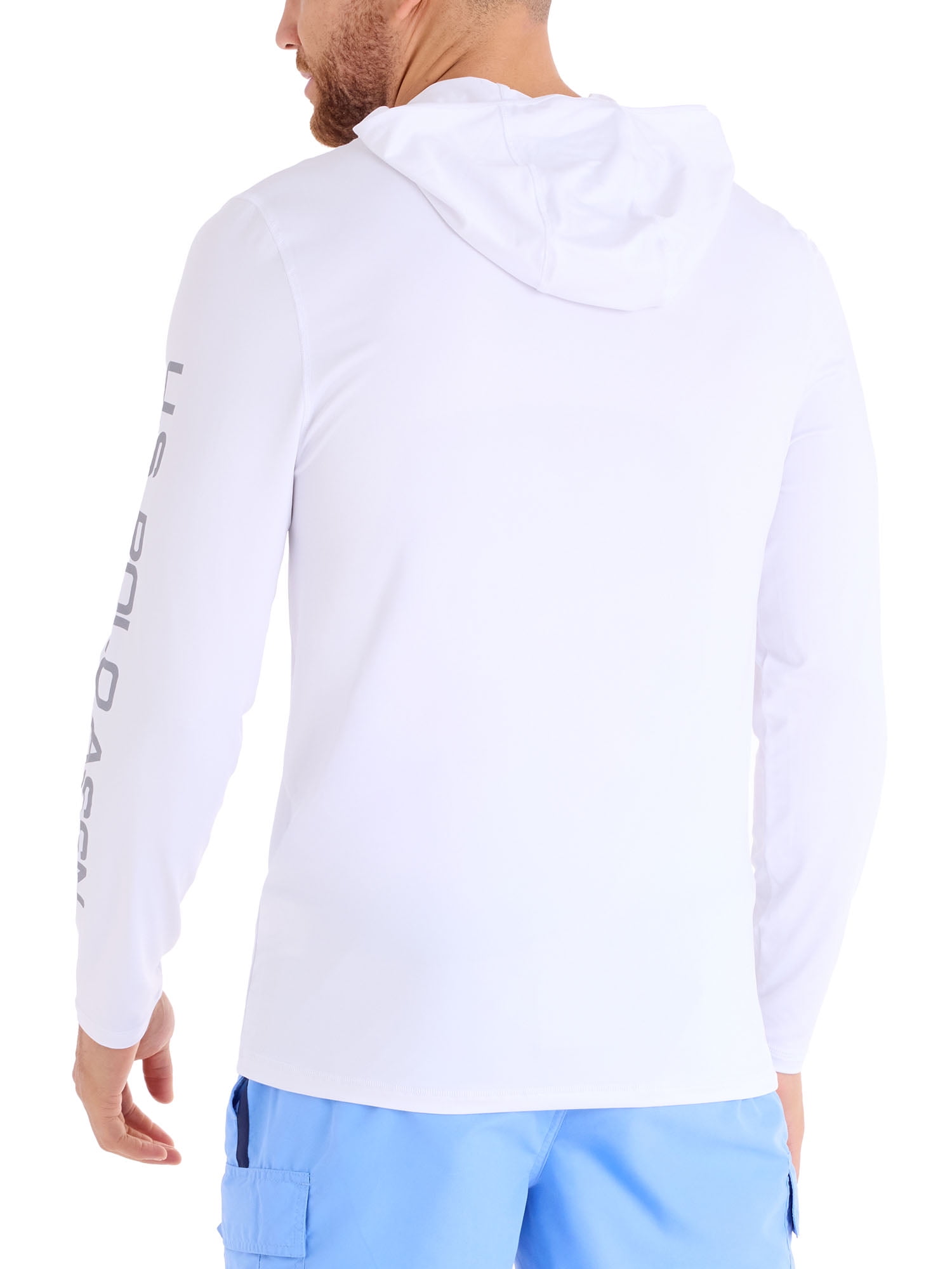 U.S. Polo Assn. Men's Hooded White LS Sun Shirt , M