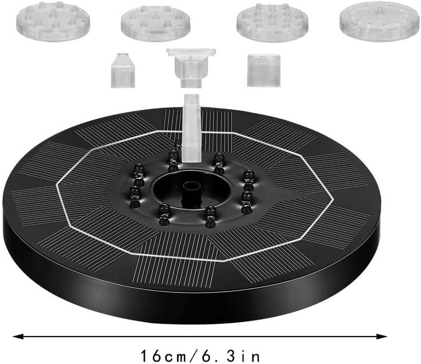 Solar Bird Bath Fountain Pump with Light 3W Solar Fountain with 7 Nozzles Solar Fountain Pump for Bird Bath, Garden, Pond, Pool, Outdoor (Black (with Light))