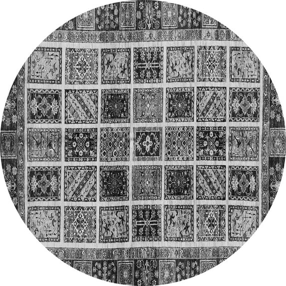 Ahgly Company Indoor Round Abstract Gray Modern Area Rugs, 4' Round