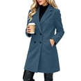 thumbnail image 7 of Afelkas Women Winter Peacoat Double Breasted Notched Lapel Mid Length Warm Wool Blend Coat with Pockets, 7 of 7