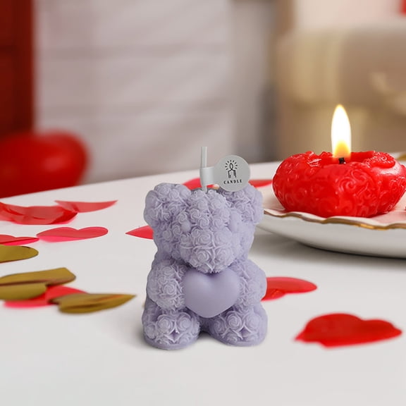 Ckraxd Rose Bear Scented Candle Decorative Gift Long Lasting Aromatic Relaxation Perfect for Valentine's Day Birthday Spa Sessions