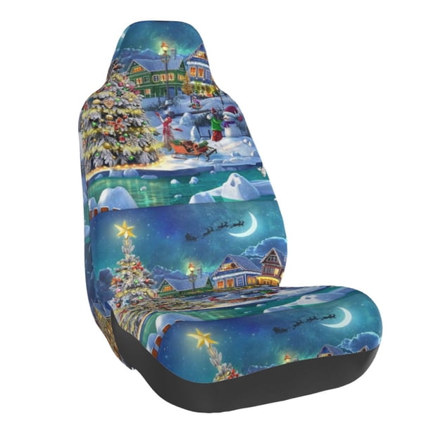 Balery Christmas Tree Funda de Asiento para Auto con Diseño - Cubierta Frontal Suave y Transpirable con Protector Antideslizante- 1 Unidad