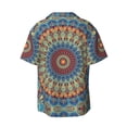 thumbnail image 2 of Vsdgher Round Mandala Print Men's Wrinkle Free Untucked Cuban Shirt Business Casual Button Down Shirts Short Sleeve Shirt, 2 of 7