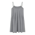 thumbnail image 5 of WIZUTIZ Womens Summer Dresses Casual Relaxed Fit Baggy High Waist Halter Smocked Solid Shift Dress Sleeveless V-Neck Vacation Dress for Lady Mini Dress Wrinkle-Free Beach Dress Gray, 5 of 7