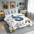 thumbnail image 2 of meiyoeat Construction Letter S Full Size Bedding Sets for Boys, Cute Cartoon Truck Full Size Bed in a Bag for Bedroom, Blue, Reversible, 7pcs, 2 of 6