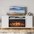 thumbnail image 5 of BELLEZE Fireplace TV Stand with 36" Electric Fireplace, Entertainment Center for TVs Up to 75", TV Console with Storage Cabinet and Open Shelf for Living Room, Bedroom - London (White), 5 of 7