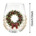 thumbnail image 2 of Christmas Embossed Stemless Wine Glasses with Santa Snowman Reindeer Prints, Clear Decorative Glassware for Cocktail Coffee Cocoa Tabletop Decor, 2 of 5