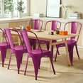 thumbnail image 3 of YUONAO Metal Dining Chair Set of 4, Stackable Trattoria Bistro Chairs for Indoor and Outdoor Use, Vintage Chic Side Chair for Cafe, Kitchen, Patio, Restaurant (Purple), 3 of 12