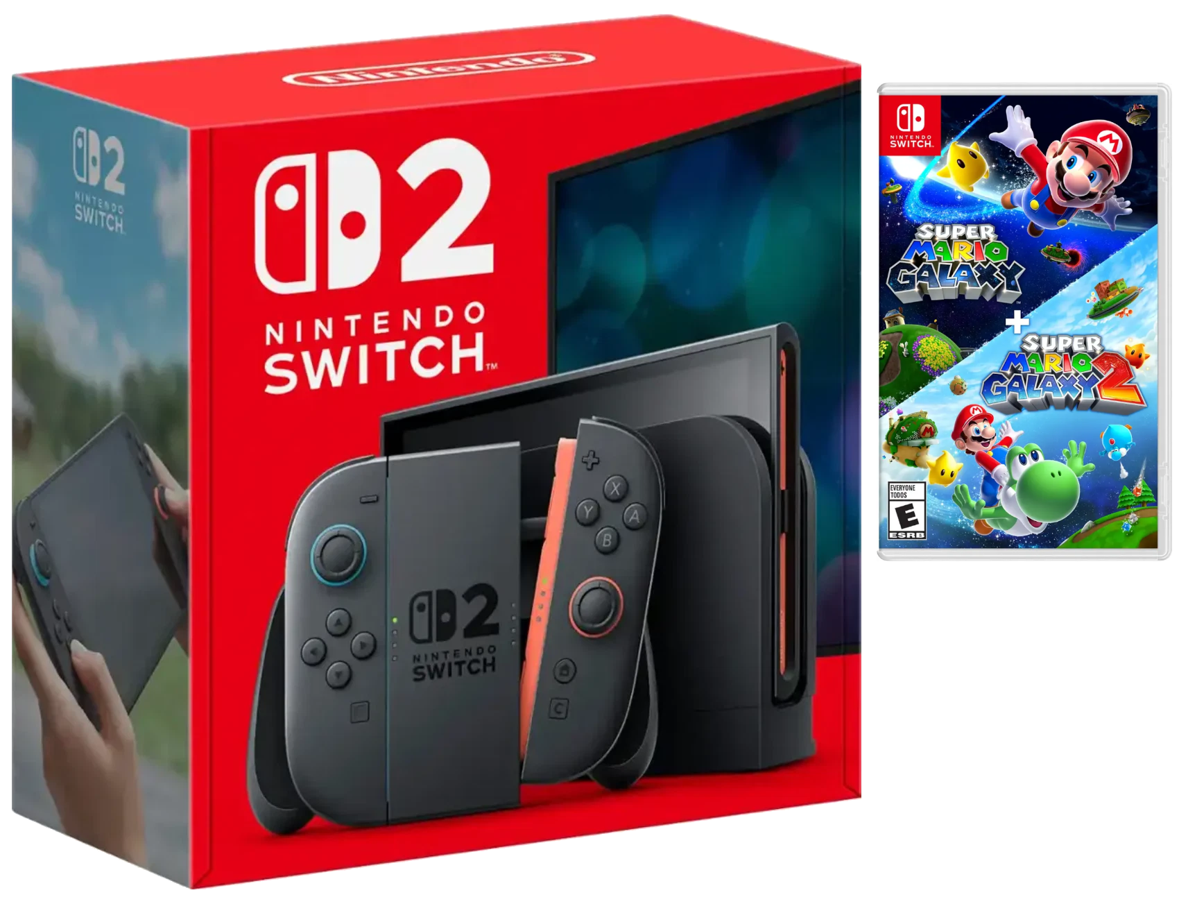Nintendo Switch 2 Gaming Console with Super Mario Galaxy 1 & 2 Game Bundle