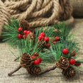 thumbnail image 4 of Bacucine 12 Pcs Baies de Noël Pommes de Pin Pics Floraux Artificiels Guirlande d'Hiver Décorations de Noël avec Baies Rouges Aiguille de Pin pour Bricolage Table Foyer Bar Fête Décor des Fêtes, 4 of 7