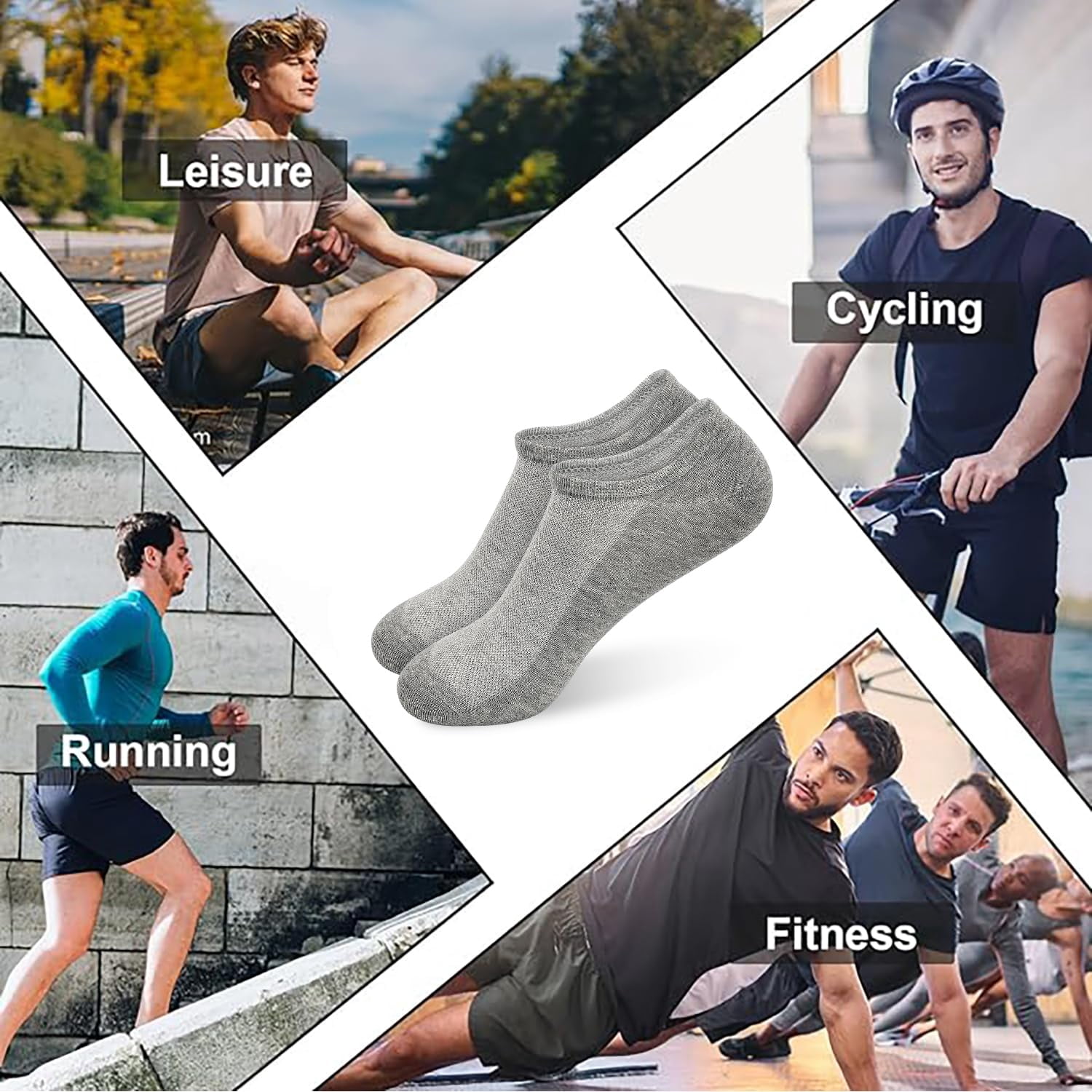 SkiBeaut Mens No Show Socks Low Cut Ankle Athletic Socks with Cushion Cotton Invisible Liner Socks 8 Pack