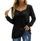 thumbnail image 2 of Tops plisados de manga larga para mujer, transpirables, suaves, cómodos, lavables a máquina, tops de manga larga para uso diario al aire libre, negro L, 2 of 6