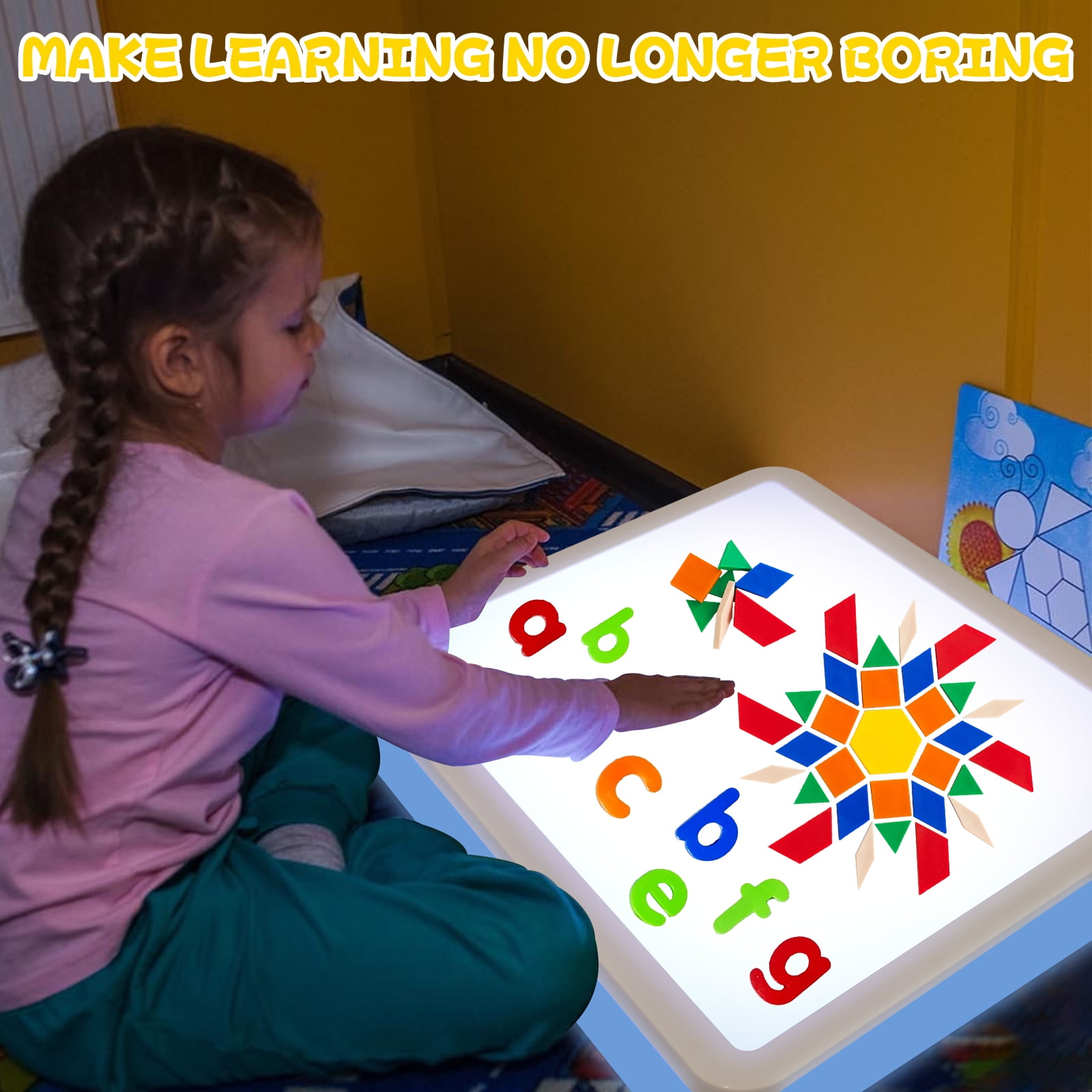 Wekvgz Bright LED Display Table Box for Kids Adjustable Brightness Sensory Desk Color Lighting Discovery Educational Toys for Boys Girls
