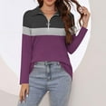 thumbnail image 4 of Tittly T Shirts for Women Graphic Tees Women's 3/4 Sleeve Quarter Zip Shirts Collared V Neck Pullover Top Collared Casual Fall Tunic Color Block Blouses Tshirts Shirts Tops for Women Trendy PP2 XXL, 4 of 7