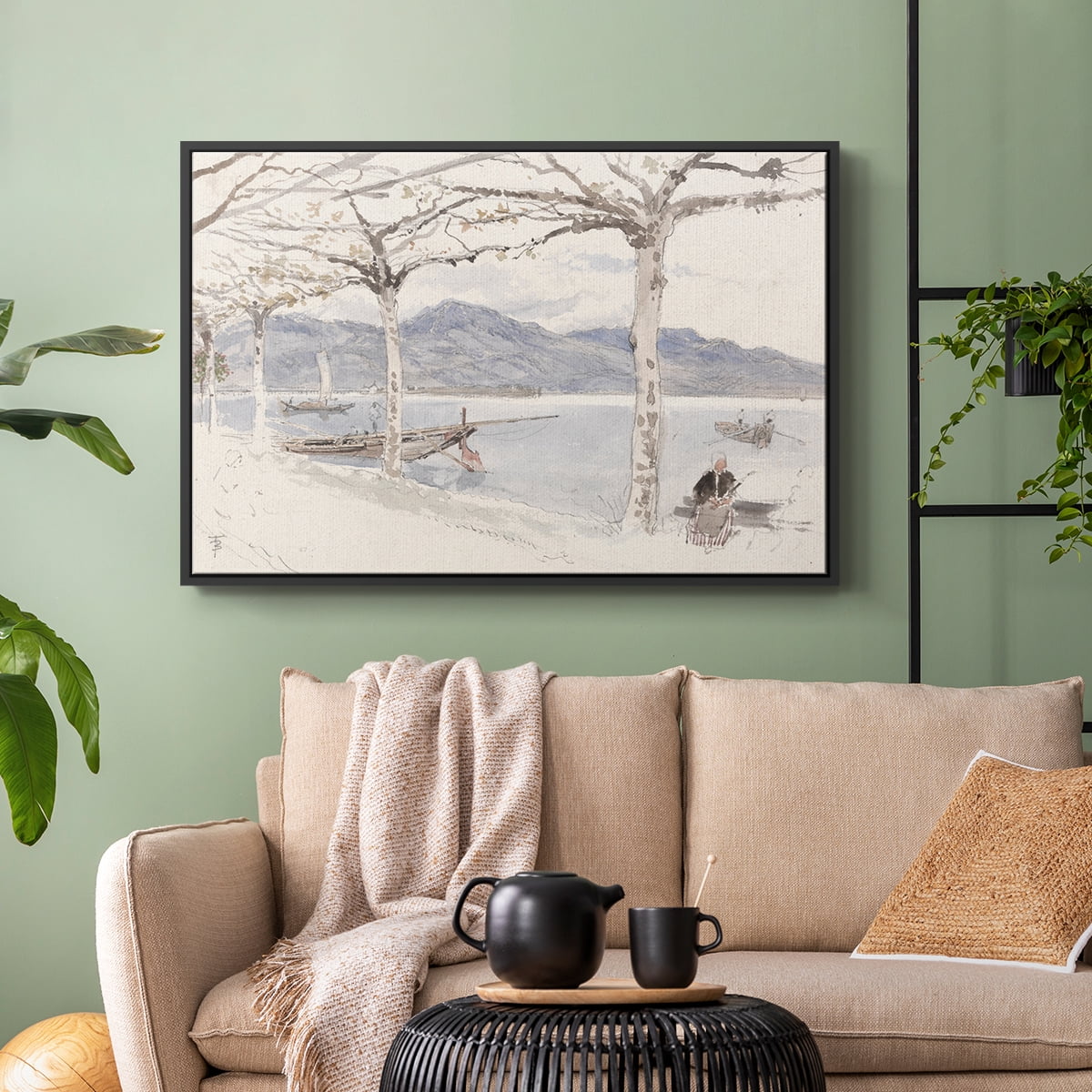 Vintage Landscape-CCCLXXXV By Wexford Home Framed in Black Wood Gallery Wrapped Canvas 25 in. x 37 in.