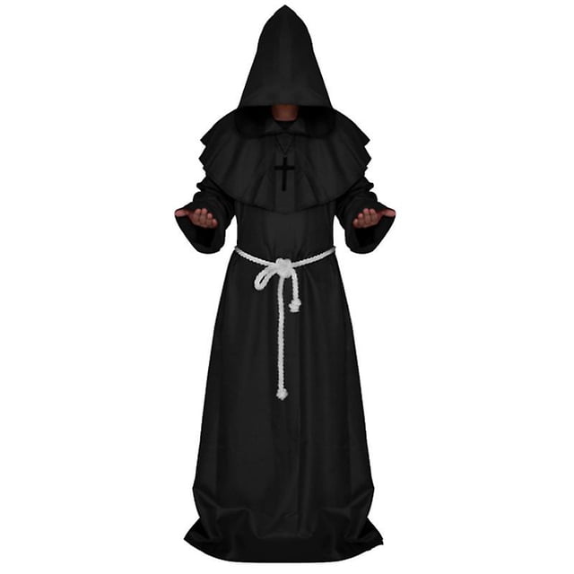 Capa de monje para adulto, disfraz de monje para cosplay-Negro-S Sincero Electrónica