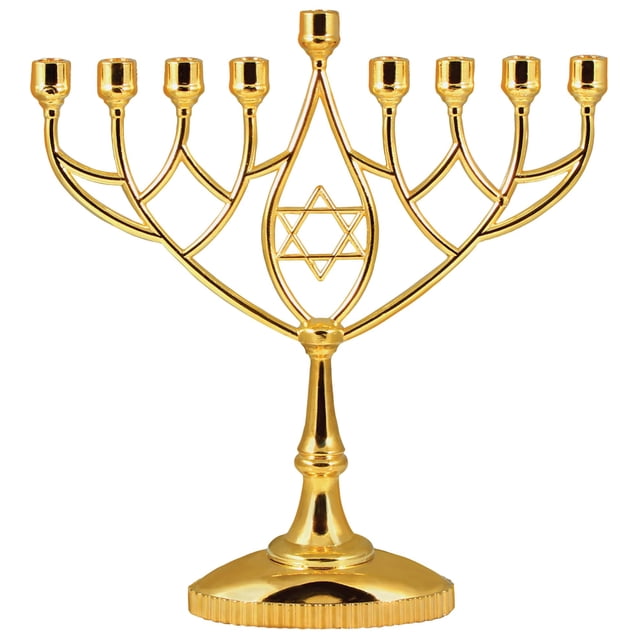 Candelabro Menorá Zion Judaica 23 cm Dorado Plateado en Plata