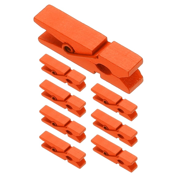 Uxcell 1.4" Wooden Colored Clothes Pins, 50Pcs Mini Colorful Wooden Clothes Clips Strong Grip Photo Clips for Pictures Hanging Clothes Decorative Crafts, Orange