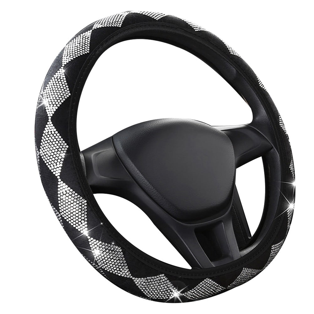 Housse de Volant de Voiture Universelle 38CM Strass Cristal Bling Rhombu