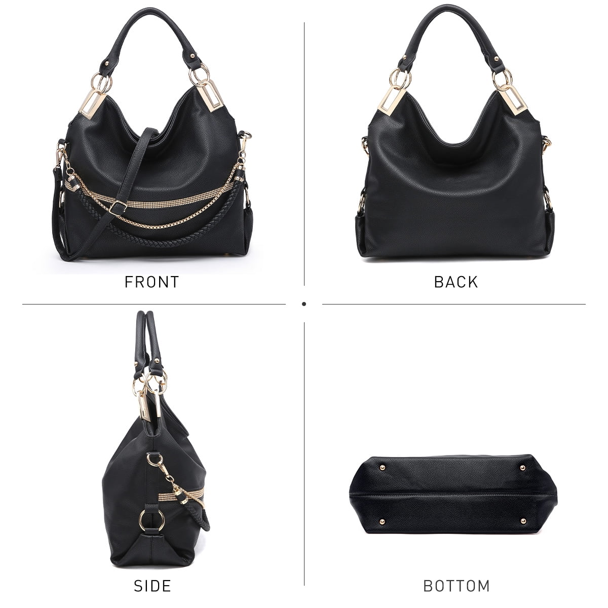 Dasein Hobo Bags for Women Soft Faux Leather Purses and Handbags Large Hobo Purse Shoulder Bag with Rhinestones