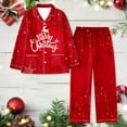 thumbnail image 2 of FUNDUFI Women Pajama Christmas Lapel Xmas Print Santa Holiday Snowflakes Long Sleeve Pant Set Sleepwear Pyjamas Cozy Night-clothes, 2 of 3