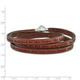 thumbnail image 4 of Finest Gold Stainless Steel Lords Prayer Brown Leather Wrap 22.25 in. Bracelet - Medium, 4 of 4