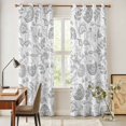 thumbnail image 4 of Grey Farmhouse Kitchen Curtains 96 Inch Length, Floral Floral Plant Leaf Vintage Spring Grommet Top Bedroom Living Room Curtains, Light Filtering Cafe Curtain Drapes 2 Panels Set 104''x96'', 4 of 9