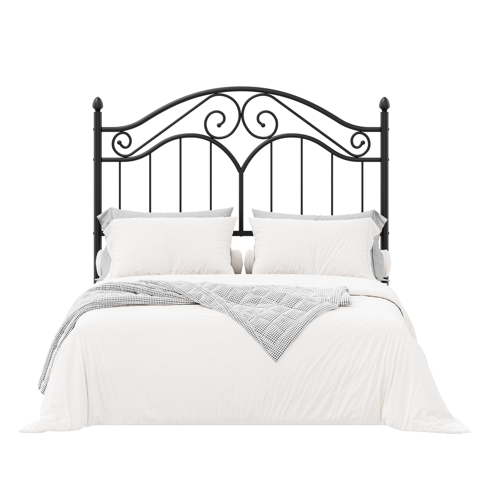 Yoneston Vintage Metal Queen Headboard with 3-Level Height Adjustment Design, Black