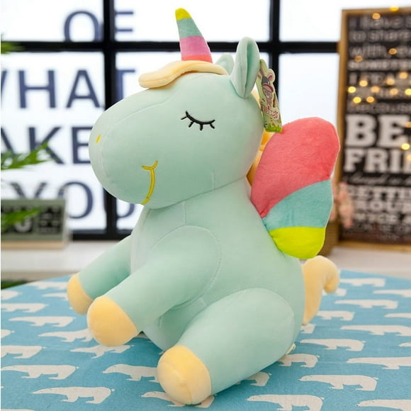 Stuffed Toy Soft Rainbow Angel Unicorn Fur Doll Green 15.8 Inch Soft Polyester Plush Great Gift for Birthday/Christmas
