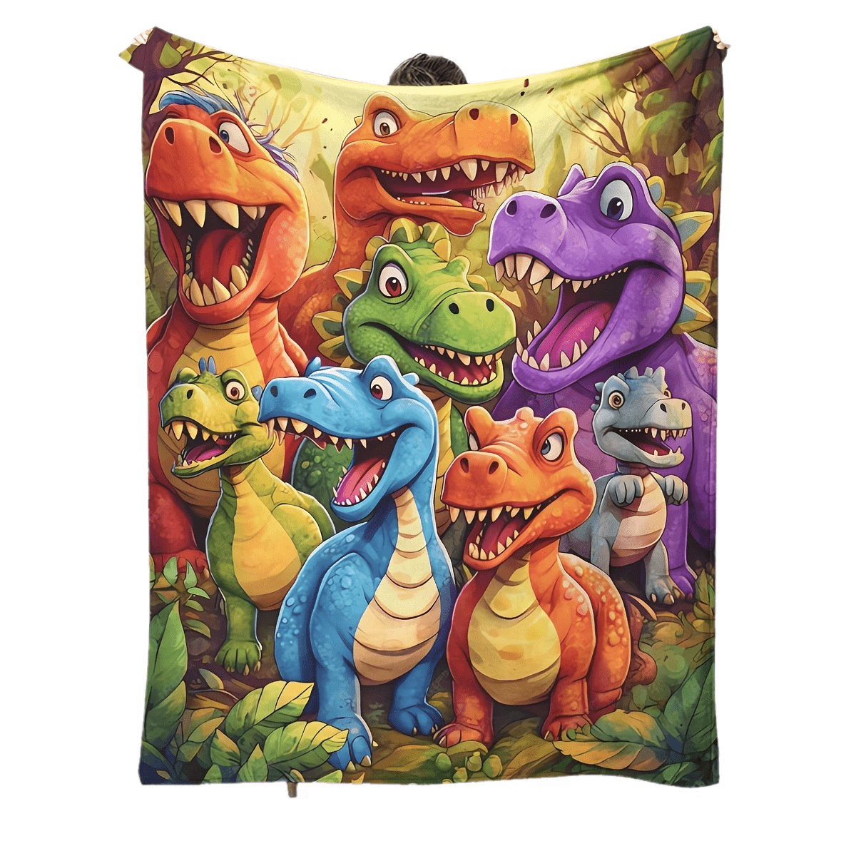Soft & Cozy Cartoon Dinosaur Print Flannel Blanket - Vibrant, Warm, and Versatile for Office, Camping, Travel - Machine Washable, All-Season Gift, Perfect for Youngsters, Birthday, Party Favors, Surv