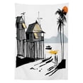 thumbnail image 3 of Ambesonne Coastal Tablecloth Rectangular Table Cover, Fishing Village Malay, 60"x84", Black Grey Orange, 3 of 4
