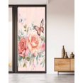 thumbnail image 2 of Window Privacy Film Pink Roses Blossom Stained Glass Window Film Decorative Sun Block Window Cover Vintage Butterfly Romantic Butterfly Window Clings Static Adhesive Sticker for Bathroom 35.4"x78.7", 2 of 6