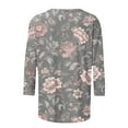thumbnail image 5 of HongQid 3/4 Length Sleeve Womens Tops Floral Crewneck Shirts Casual Tunic Blouses Summer Basic Tees, 5 of 5